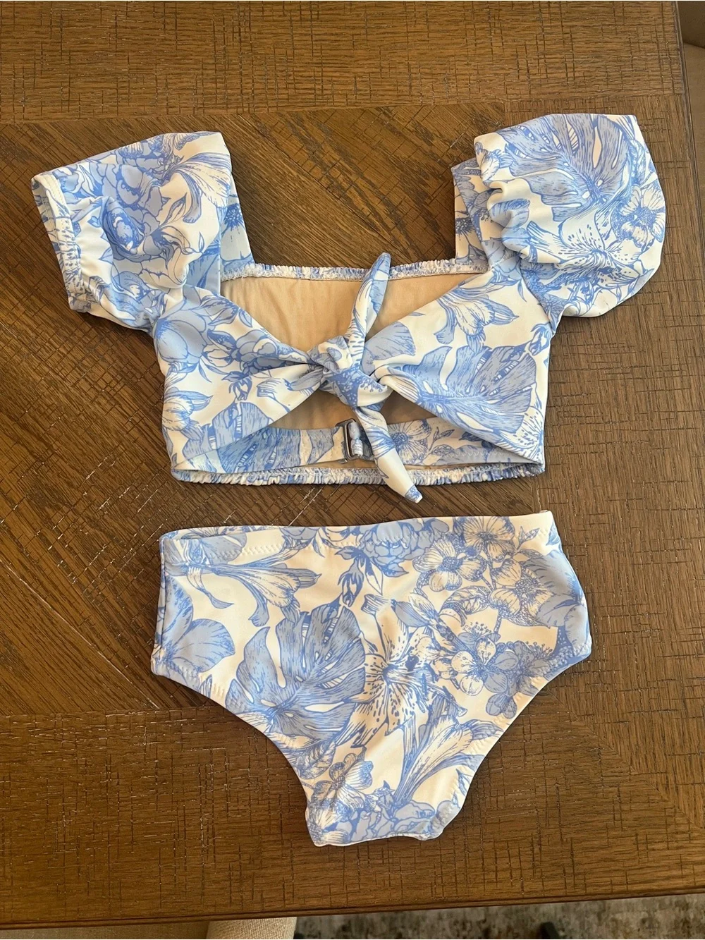 NWOT Blue Floral Toddler Girls Two-Piece Swim Set